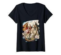 Mujer St George Slaying The Dragon Saint Georges Legend Art Camiseta Cuello V