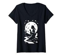 Mujer St Kateri Tekakwitha Lirio de San Católico de los Mohawks Camiseta Cuello V