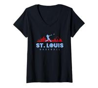 Mujer St Louis Baseball Vintage Minimalista Retro Amante del béisbol Camiseta Cuello V