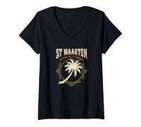 Mujer St Maarten Holandés Tortuga de Las Indias Occidentales San Martín Vintage Camiseta Cuello V