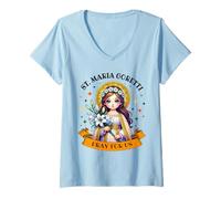 Mujer St Maria Goretti Lily Santos Católicos para Niños Niñas Camiseta Cuello V