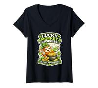 Mujer St Paddy's Shenanigan Lucky Monkeys Irish Monkey Monkey Punch Camiseta Cuello V