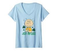 Mujer St. Patrick Just My Luck Charlie Brown Camiseta Cuello V