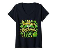 Mujer St Patricks Day Birthday Girl Born On Saint Paddys Women Camiseta Cuello V