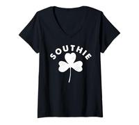 Mujer St. Patrick's Day Ireland Flag Southie Boston Camiseta Cuello V