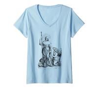 Mujer St Roch Perro patrón Santo de Perros Mascota católica Arte Camiseta Cuello V