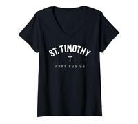 Mujer St. Timothy Catholic Patron Christian Saint Camiseta Cuello V