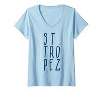 Mujer St. Tropez Cote d' Azur Francia Vacaciones Fresco Verano diversión Camiseta Cuello V