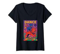 Mujer Staffordshire Bull Terrier Montando un León Danza Arte Brillante Camiseta Cuello V