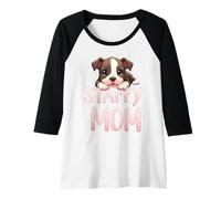 Mujer Staffy Mom Dog Staffordshire Bull Terrier Mama Lindo Cachorro Camiseta Manga Raglan
