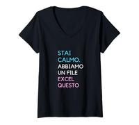Mujer Stai Calmo Abbiamo Un Archivo Excel Questo Battuta Divertente Camiseta Cuello V