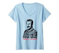 Mujer Stalin Koba UDSSR Sowjetunion Rusia Camiseta Cuello V