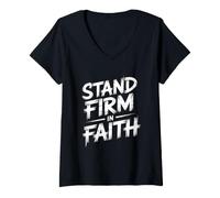 Mujer Stand Firm In Faith Camiseta Cuello V
