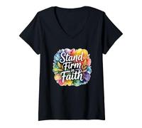 Mujer Stand Firm In Faith Camiseta Cuello V