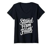Mujer Stand Firm In Faith Camiseta Cuello V