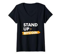 Mujer Stand Up For Bitcoin Cryptocurrency Is Freedom BTC Crypto Camiseta Cuello V