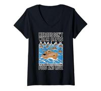 Mujer Stand with Heroes Sail Boats Vessels entregando Comida y Camiseta Cuello V