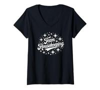 Mujer Star Team HOUSKEEPING Trapeador de Limpieza para Personal de Criada Rockstar Camiseta Cuello V