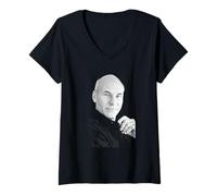 Mujer Star Trek Capitán Jean Luc Picard Actor Patrick Stewart 1988 Camiseta Cuello V