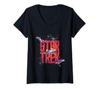 Mujer Star Trek Three Ships in Space Camiseta Cuello V