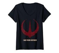 Mujer Star Wars Andor "I Have Friends Everywhere" Quote Rebel Logo Camiseta Cuello V