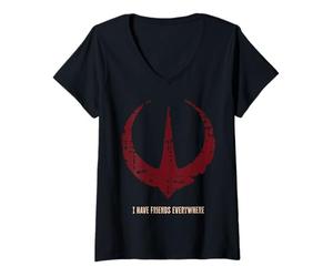 Mujer Star Wars Andor "I Have Friends Everywhere" Quote Rebel Logo Camiseta Cuello V