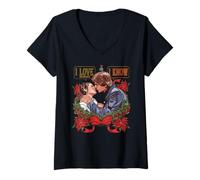Mujer Star Wars Christmas Han Solo Leia I Love The Holidays I Know Camiseta Cuello V