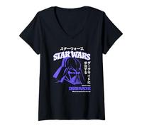Mujer Star Wars Darth Vader Power Of Dark Side Vintage Kanji Camiseta Cuello V
