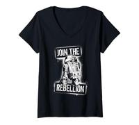 Mujer Star Wars Join The Rebellion R2-D2 Spray Paint Template Art Camiseta Cuello V