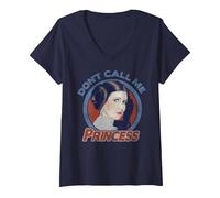Mujer Star Wars Leia Don't Call Me Princess Camiseta Cuello V, Azul Marino, M