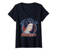 Mujer Star Wars Leia Don't Call Me Princess Camiseta Cuello V, Negro, XXL