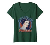 Mujer Star Wars Leia Don't Call Me Princess Camiseta Cuello V, Verde Bosque, S