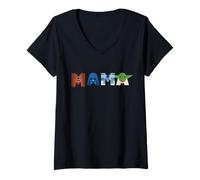Mujer Star Wars Mama Character Letters Family Trip Matching Gift Camiseta Cuello V