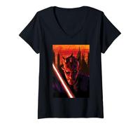 Mujer Star Wars Maul Shadow Lord Sith Lord In Front of Cityscape Camiseta Cuello V