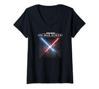 Mujer Star Wars: Obi-Wan Kenobi Crossed Lightsabers Poster Camiseta Cuello V