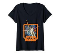 Mujer Star Wars Original Trilogy A New Hope Vintage Retro Poster Camiseta Cuello V