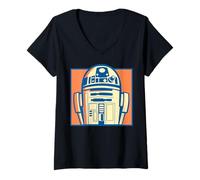 Mujer Star Wars Pop Art Style R2-D2 Boxed Close Up Portrait Camiseta Cuello V