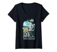 Mujer Star Wars: The Mandalorian and Grogu Galaxy's Most Wanted Camiseta Cuello V