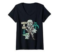 Mujer Star Wars The Mandalorian and Grogu Where He Goes, I Go Camiseta Cuello V