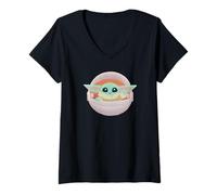 Mujer Star Wars: The Mandalorian Baby Yoda Adorable Logo Camiseta Cuello V