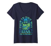 Mujer Star Wars: The Mandalorian Baby Yoda Mystic Retro Portrait Camiseta Cuello V