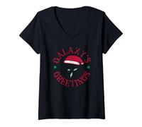 Mujer Star Wars The Mandalorian Christmas Galaxy's Greetings Camiseta Cuello V