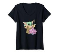 Mujer Star Wars: The Mandalorian Cute Grogu Cooking Comic Child Camiseta Cuello V