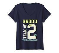 Mujer Star Wars The Mandalorian Grogu & Mando Football Team of 2 Camiseta Cuello V