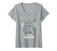 Mujer Star Wars The Mandalorian Relaxing Grogu Yoda Camiseta Cuello V