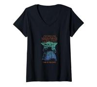 Mujer Star Wars The Mandalorian Vintage Faded Grogu The Way Poster Camiseta Cuello V