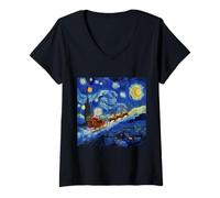 Mujer Starry Night St Nicholas llega a St. Remy Camiseta Cuello V