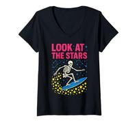 Mujer Stars Constellation Mira a las estrellas Astrología espacial masculina Camiseta Cuello V