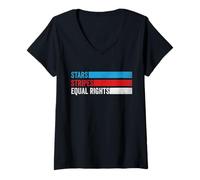 Mujer Stars Stripes And Equal Rights Derechos de las mujeres 4 de julio Camiseta Cuello V