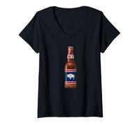 Mujer State Flag of Wyoming Flag Beer Bottle Drinking tee - WY Camiseta Cuello V